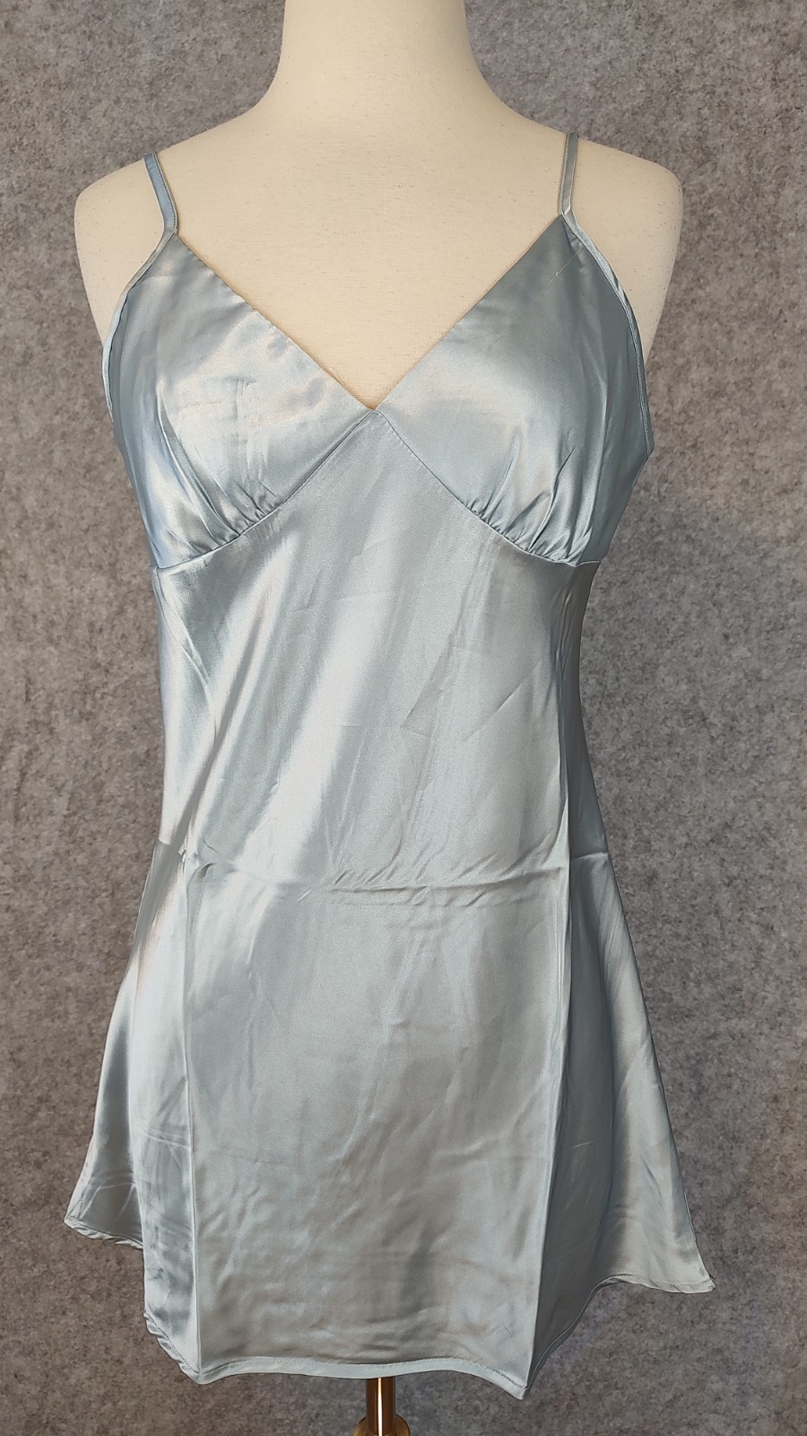90s Y2K Vintage Slip Dress Size Small Powder Blue Shiny Coquette Fairy Chemise
