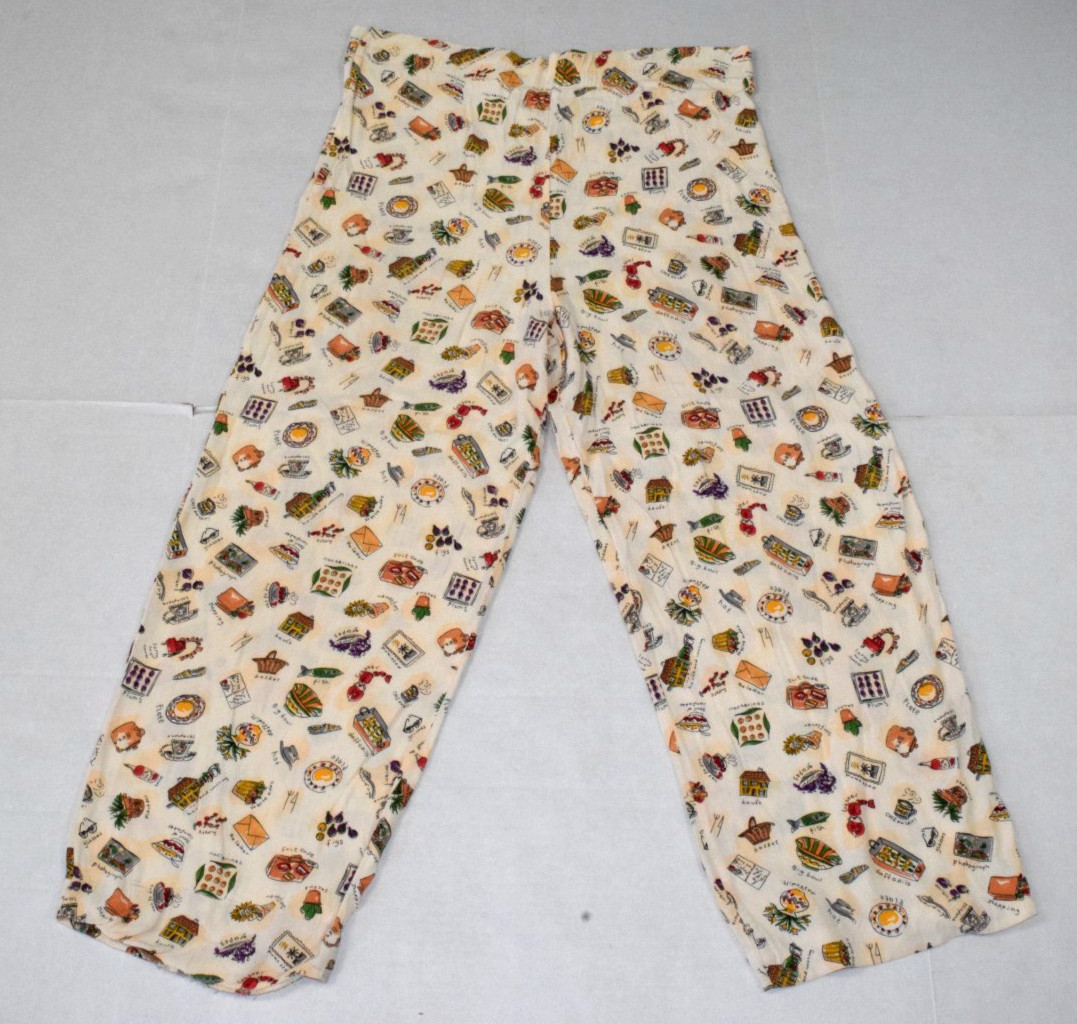 Vintage Pants Maxou Size L 90s Cream Rayon Blend Tiny Labeled Pictures