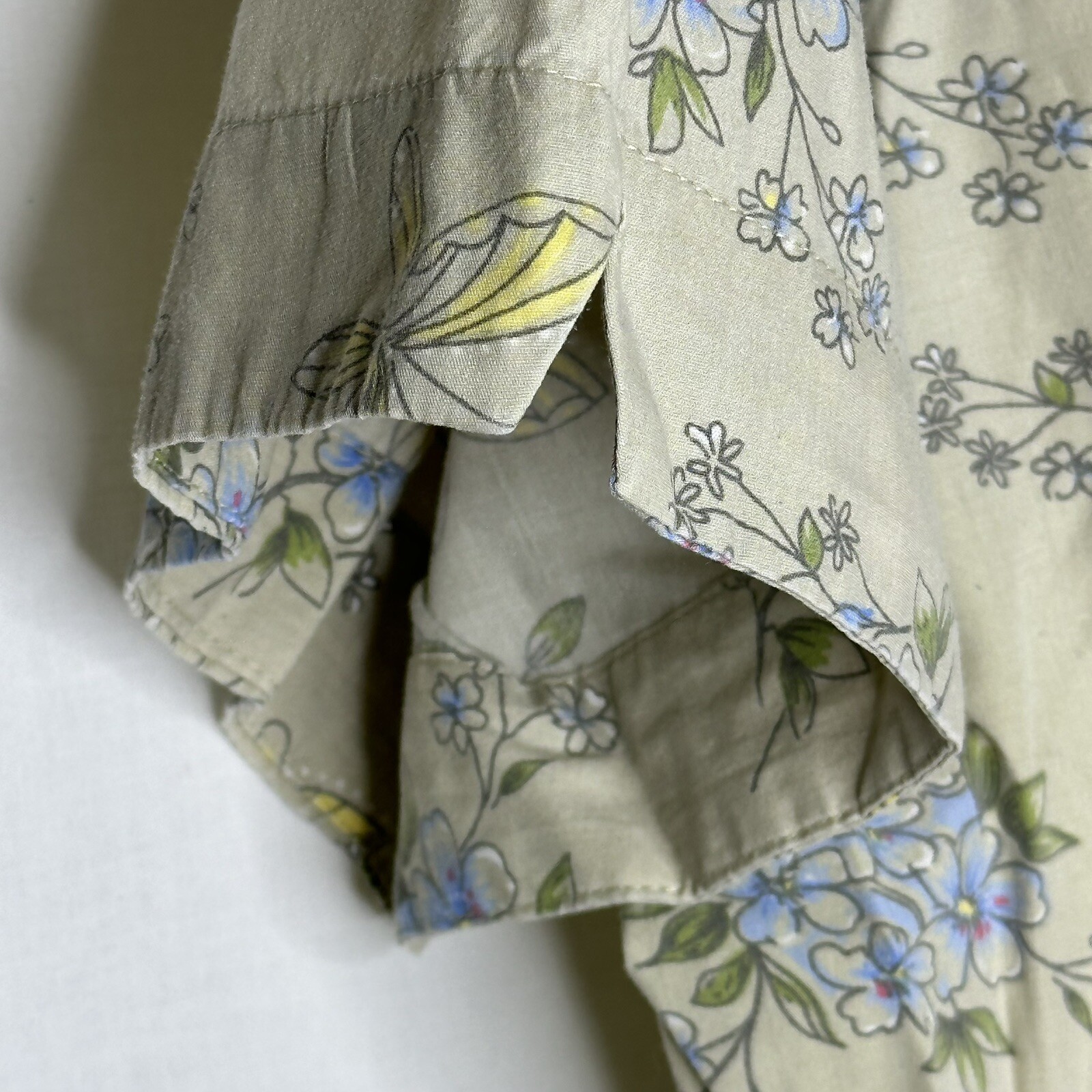 Bobbie Brooks Vintage Button Up Top 22W 24W Tan Floral Butterfly Grandma Granny