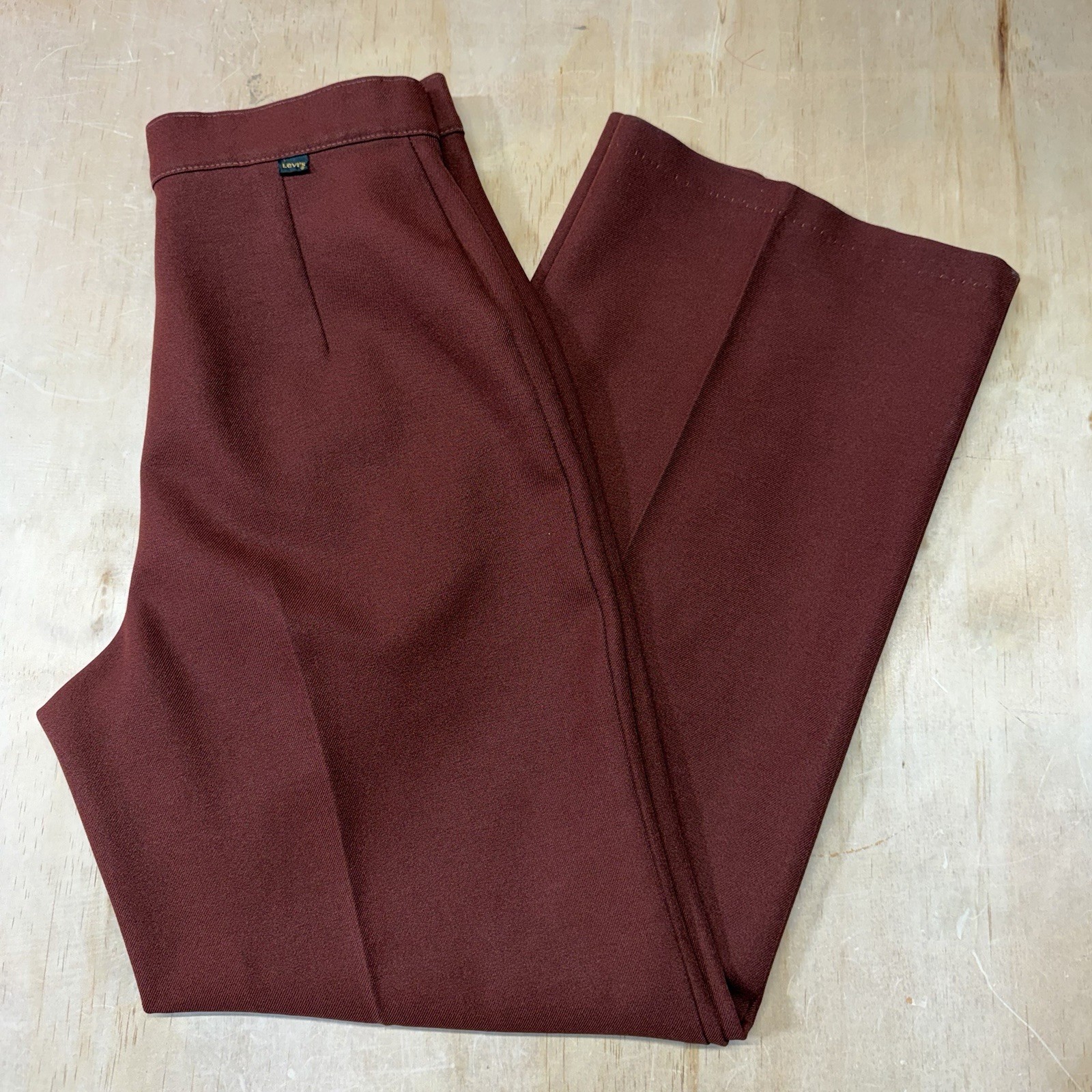 Vintage 70s Levi&rsquo;s Slacks Size 28”x29” Womens Burgundy Straight Leg High Waist