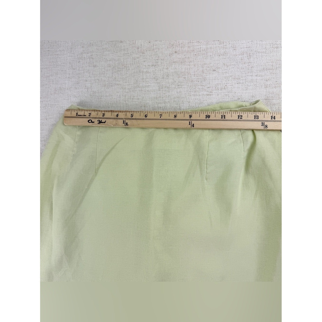 VTG Carol Horn women&rsquo;s petite 8P 100% linen mini skirt pastel green mint