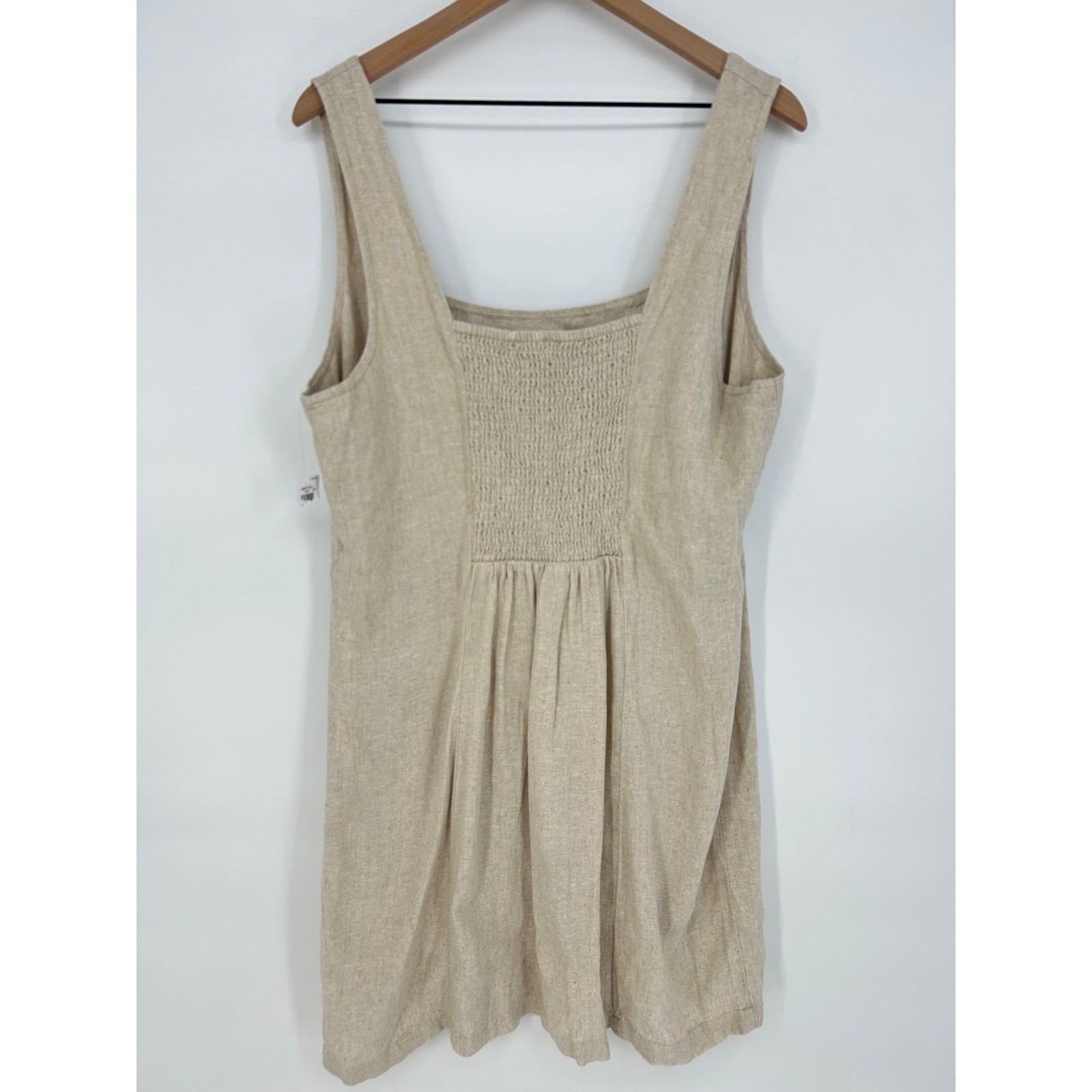 « NWT » Old Navy Linen Square Neck Smocked Back Tank Dress Size XL Neutral