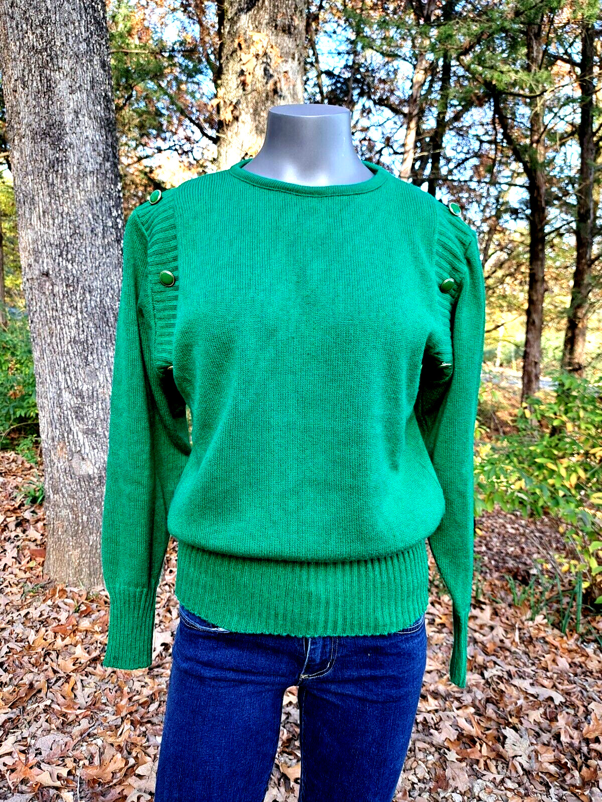 Vintage Neiman Marcus Ami Knits Pull over Sweater Bright Green Med/Lrg