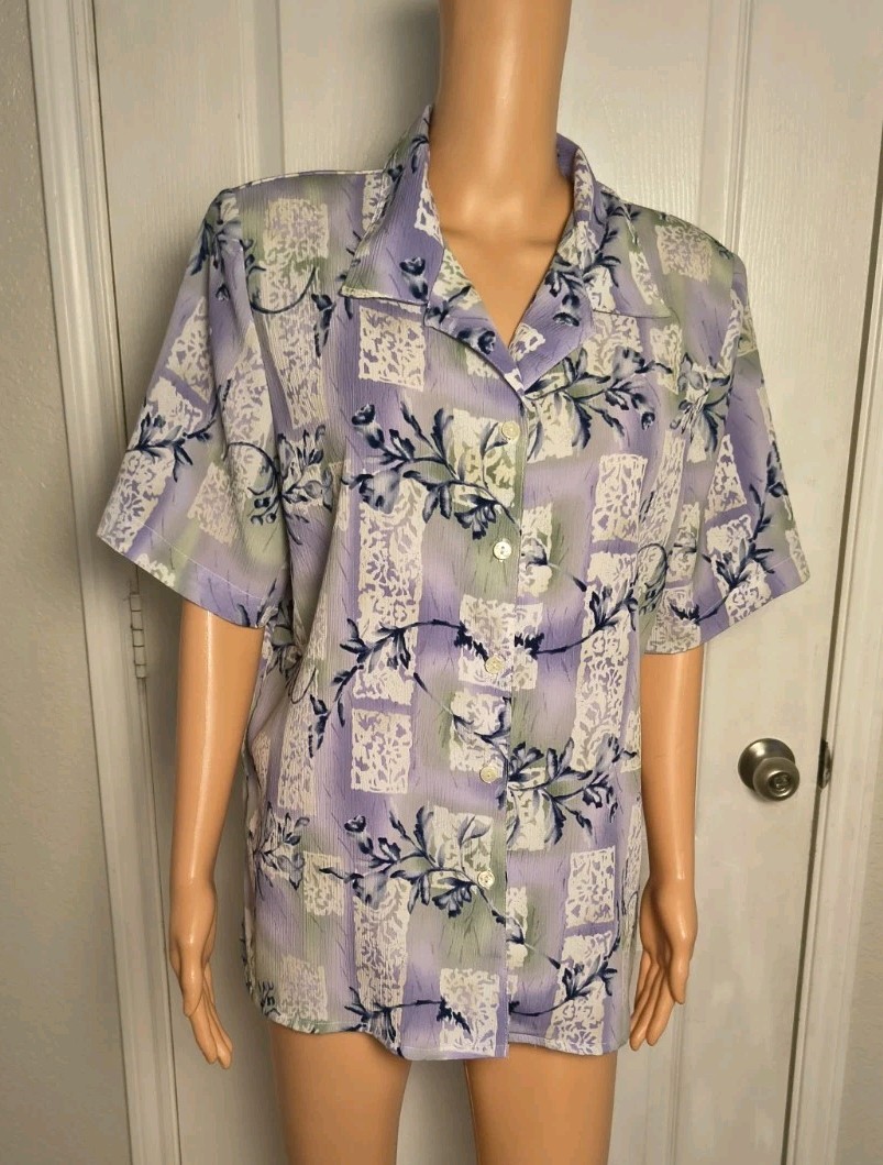 Vintage Patchwork Hawaiian Button Up Size 16 – Coastal Grandma Summer – D14