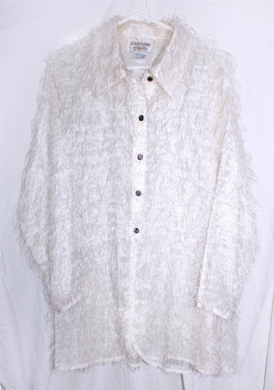 Dolce Cabo Ribbon Jacket Duster Style Open Weave White Medium