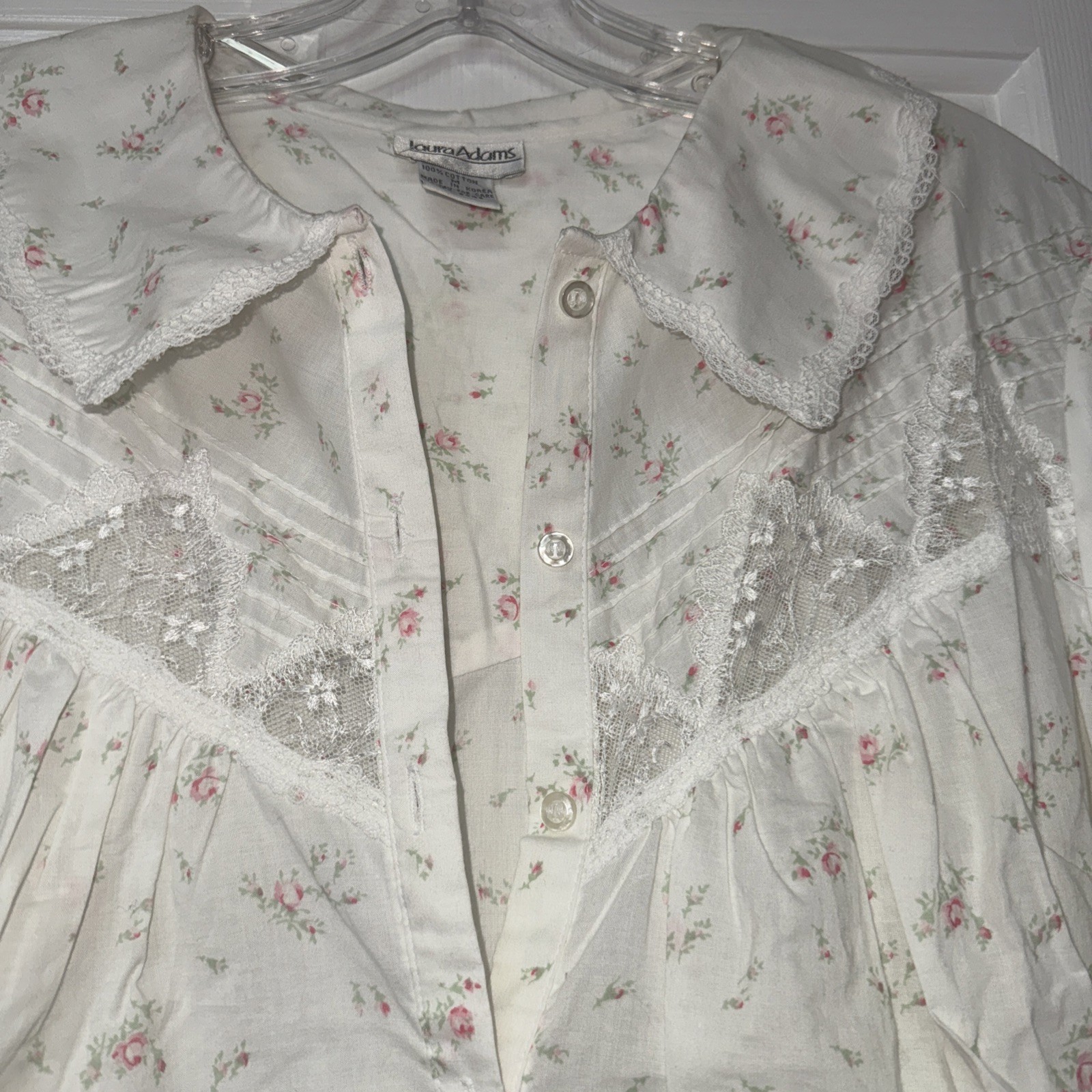 Lot 2- Vintage 100% Cotton Long Robe Dress Nighty Laura Adams New Cottagecore M