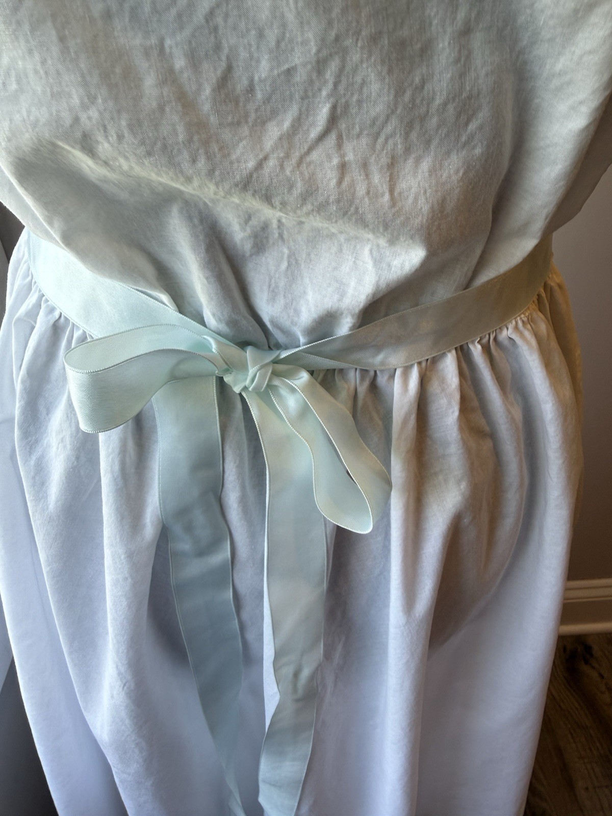 Vintage 50s 60s Shadowline Cotton Nightgown Slip Eyelet Ribbon Size 36 Cottage