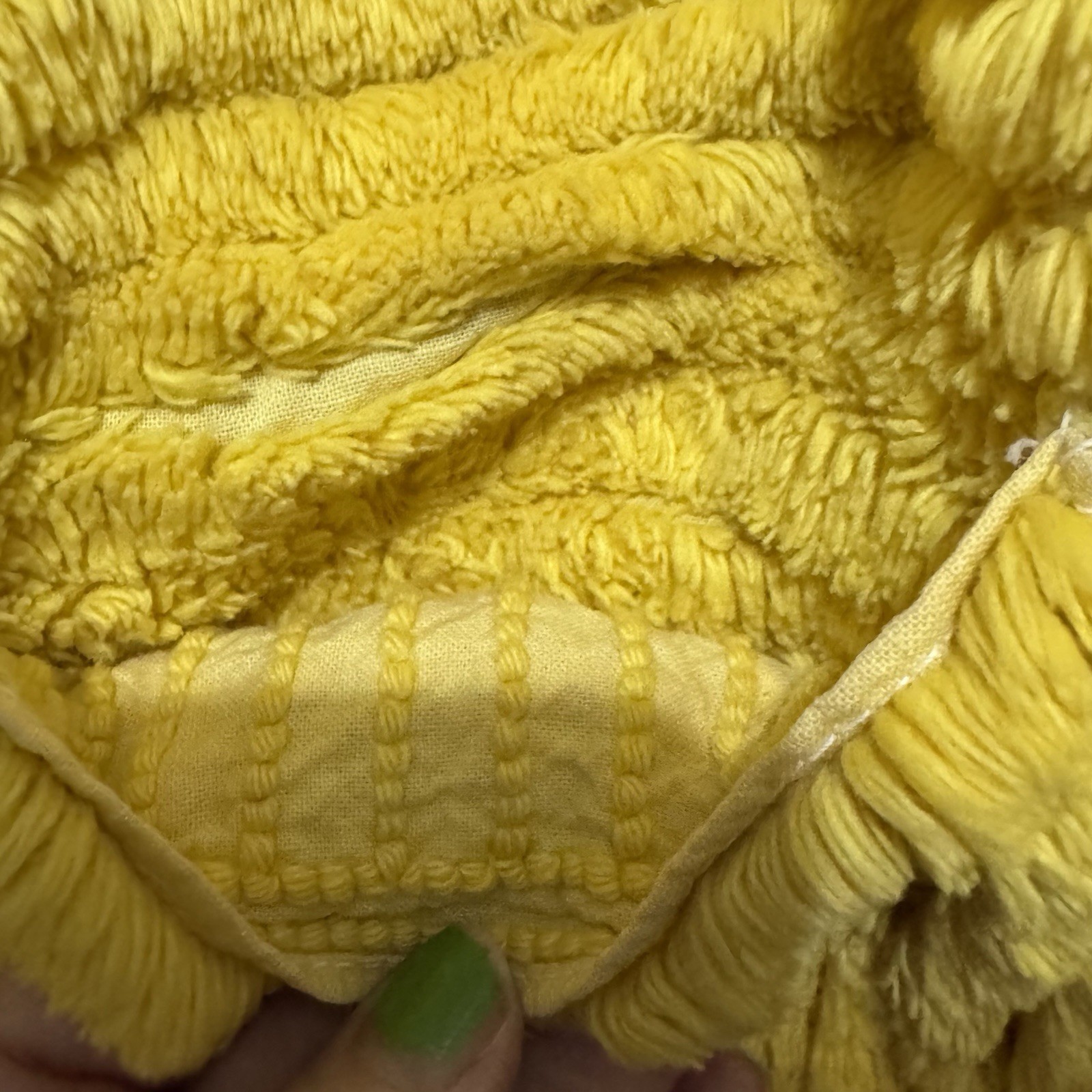 Vintage 1930s Chenille Floral Yellow Jacket short robe coverup size Small