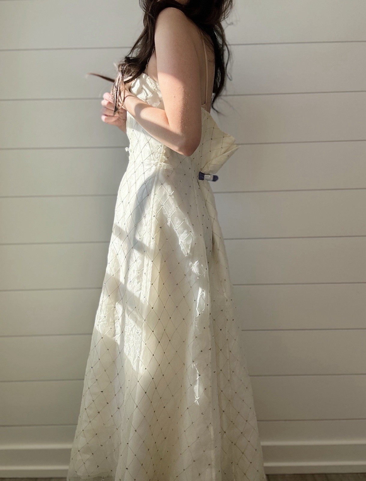 Vintage Y2K Dress 90s Prom Papell Diamond Hatch FLAWED ZIPPER