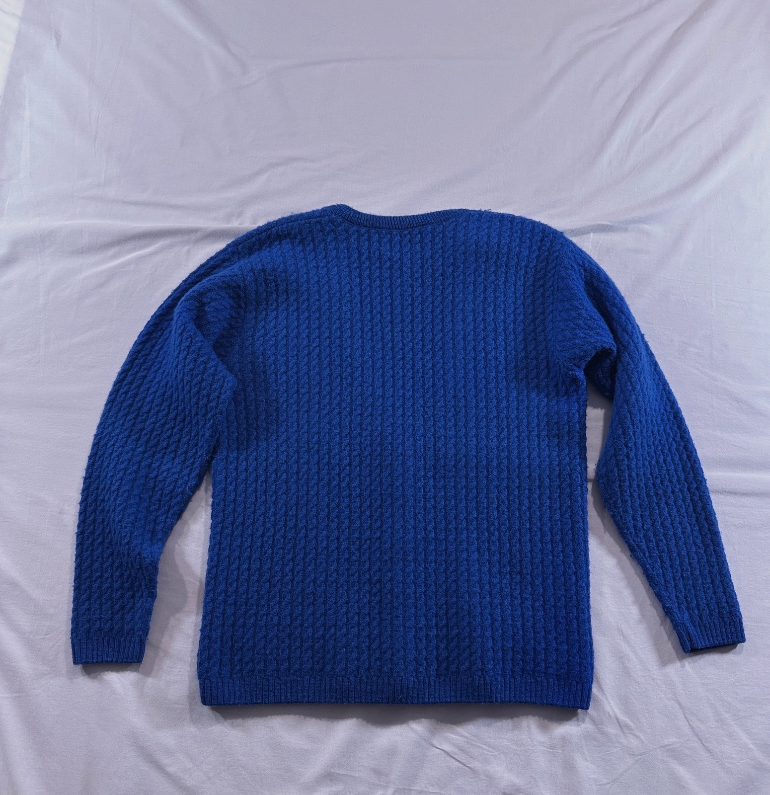 VTG Pendleton 1980 Petite Cobalt Blue Wool Cable-knit Cardigan Sweater USA M