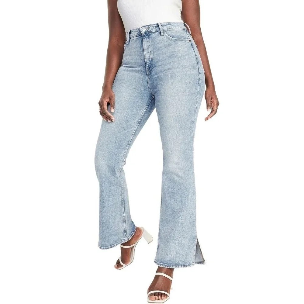 NWT-Old Navy Higher High Rise Flare Jeans Plus Size 20 Rita Side Hem Slit 876621