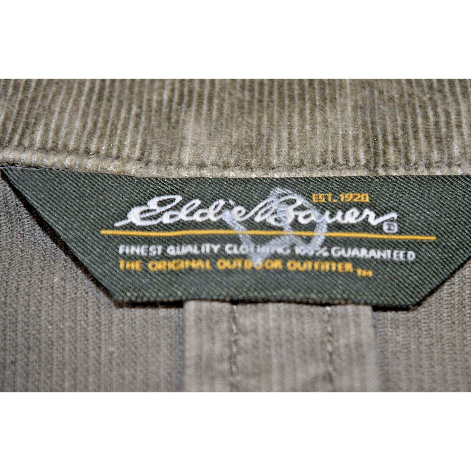 Vintage Eddie Bauer Jacket Size S/M 90s Forest Green Soft Corduroy Bronze Button