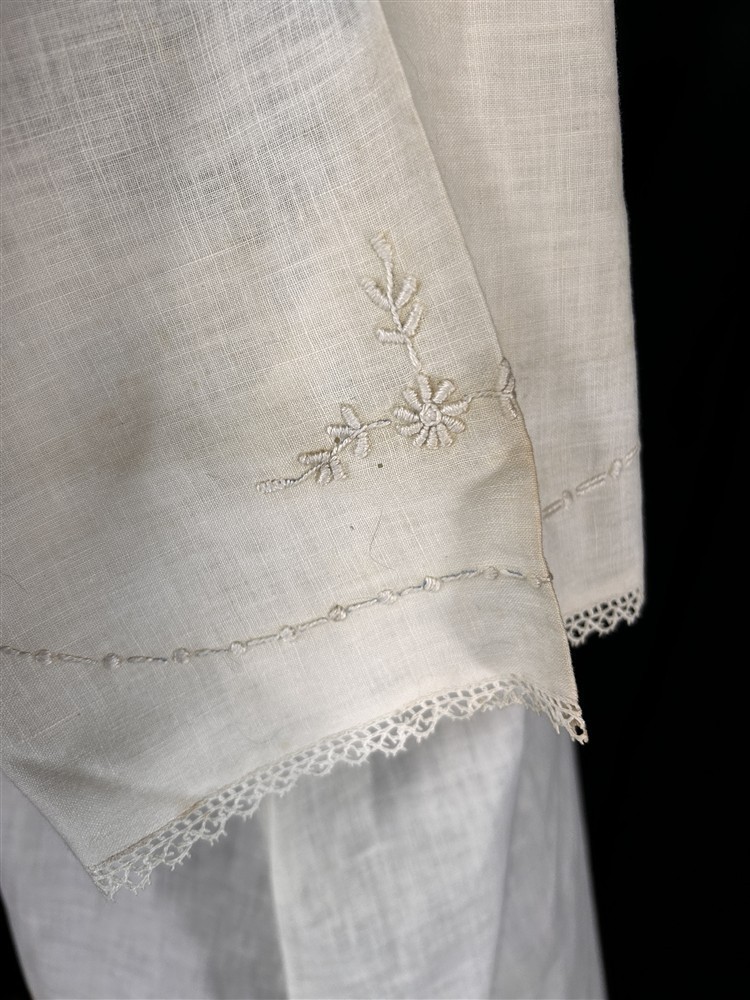 antique night gown long cotton lace embroidered flapper bust 48 original 1920