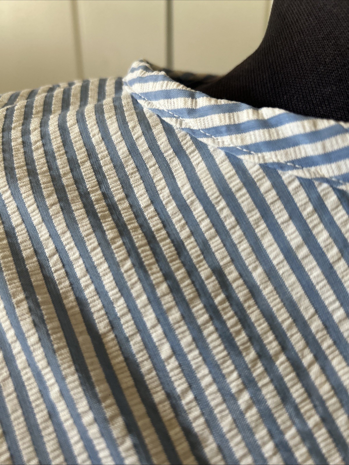 Vintage 1960’s Lightweight Red White & Blue Seersucker Shift Dress Nautical XS/S