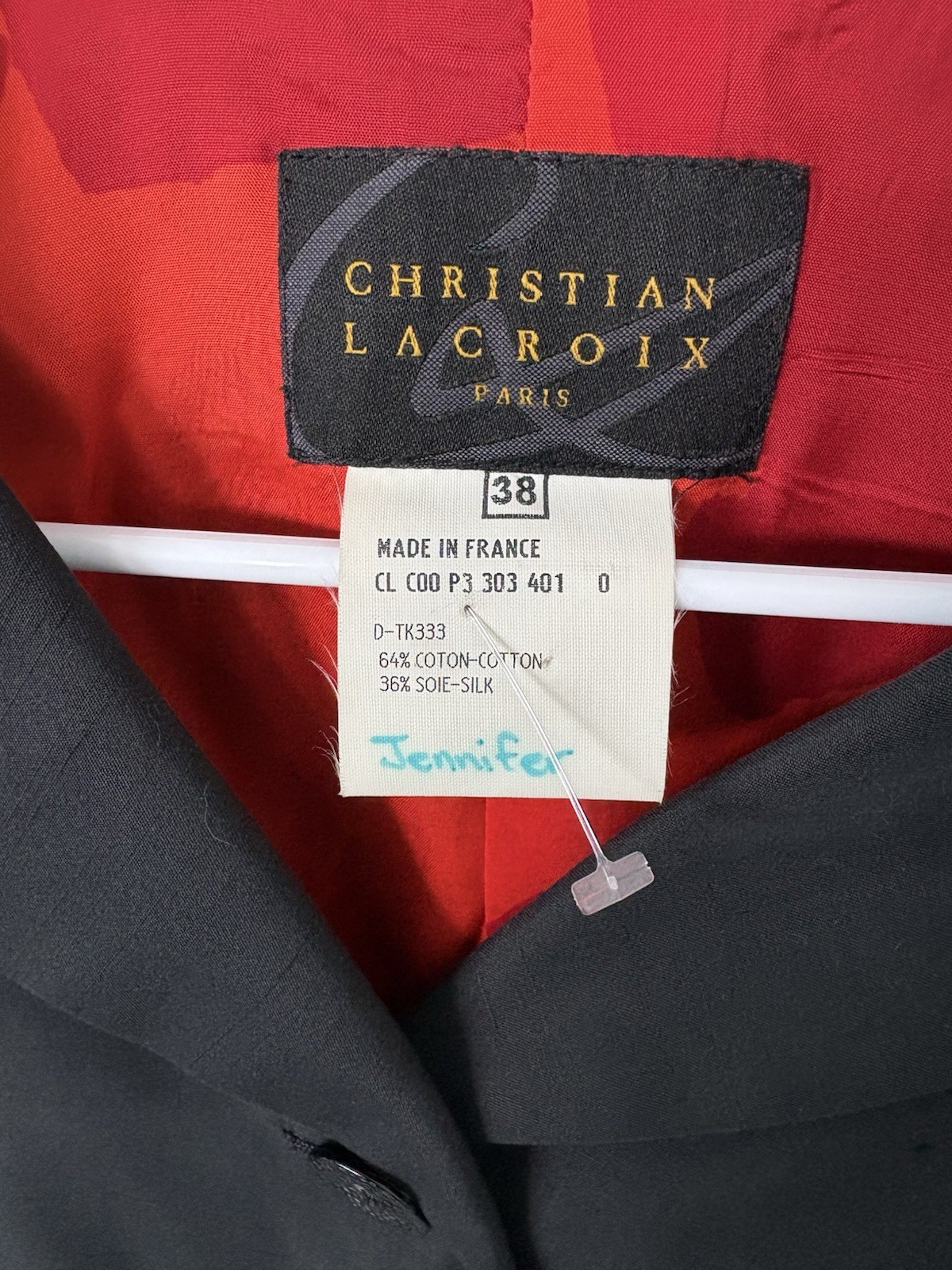 Vintage Christian Lacroix Made In Paris Black Blazer Jacket Women&rsquo;s 38/6 US