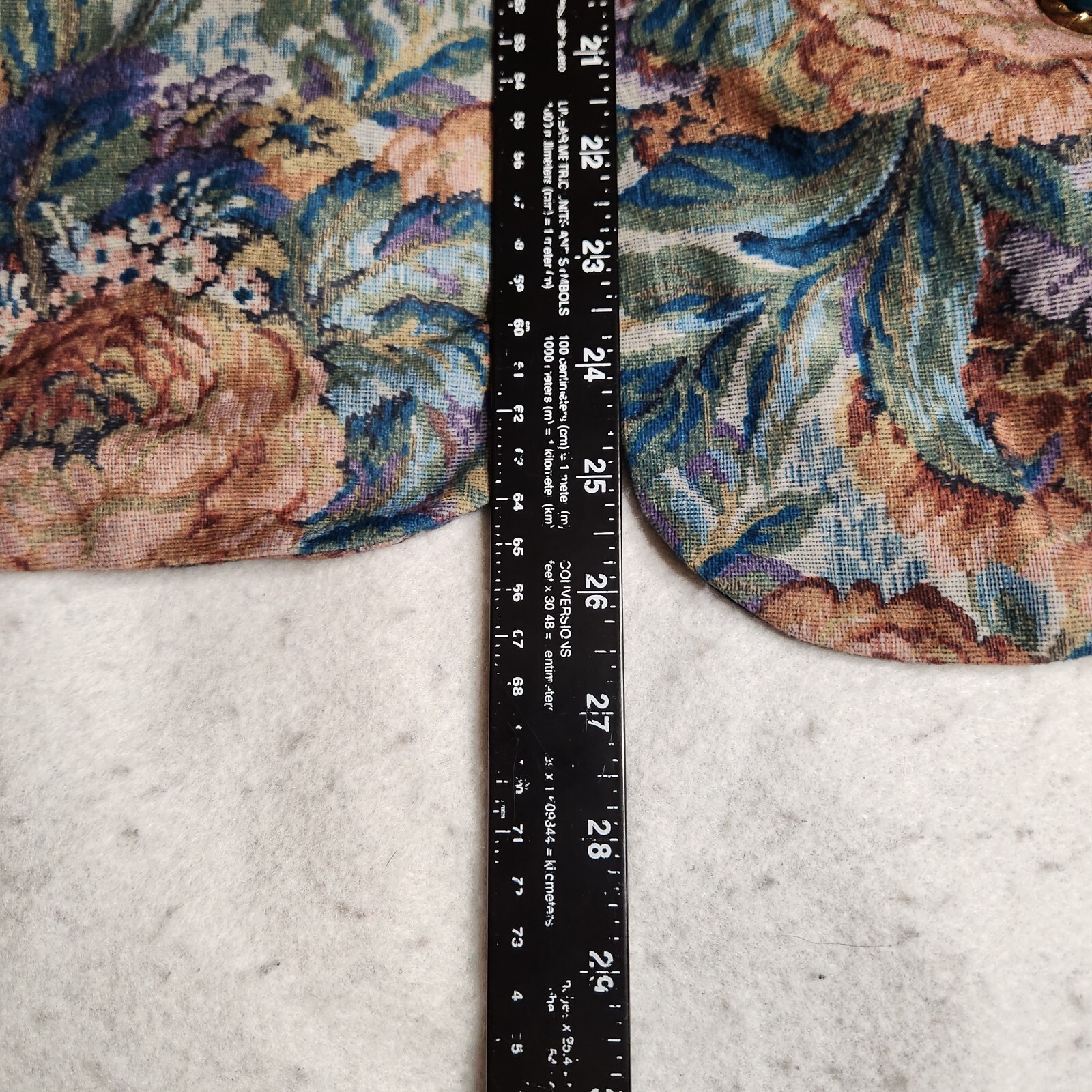 Classic Apparel Womens Blazer Sz 24W Blue Brown Floral 3/4 Sleeve Buttons
