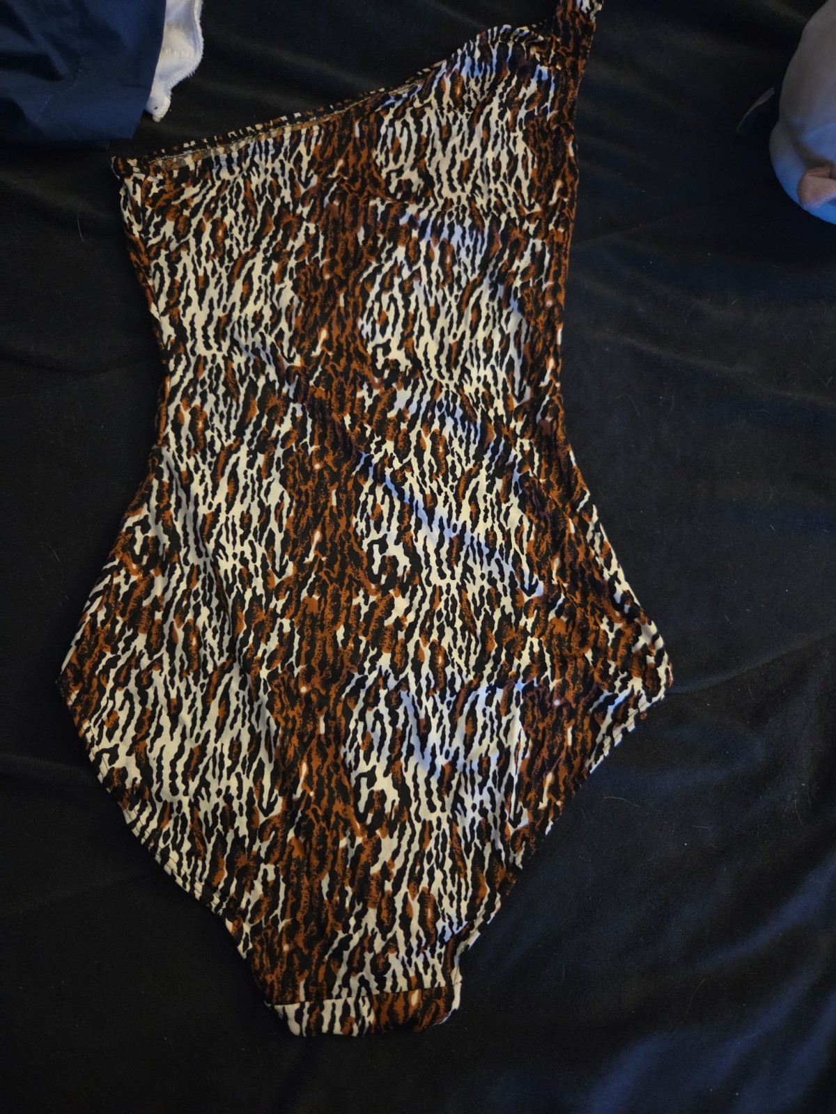 Vintage 80&rsquo;s Leopard Print one shoulder Swimsuit One Piece medium Jacques Moret