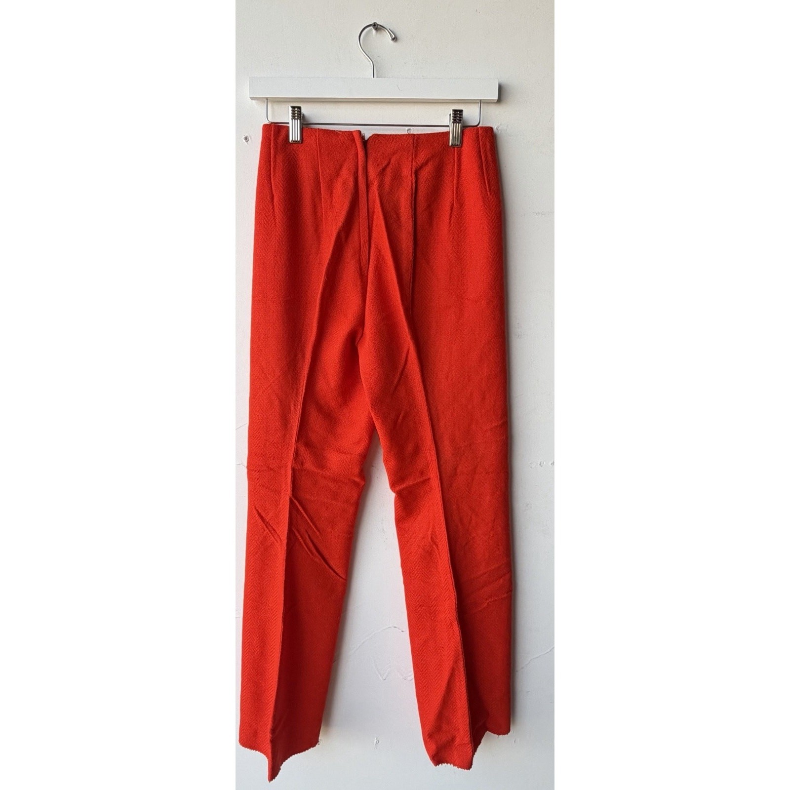 VINTAGE *NEW* 1960&rsquo;s Women&rsquo;s Red Herringbone Hidden Zip Pants w/Slit in Leg Sz 4