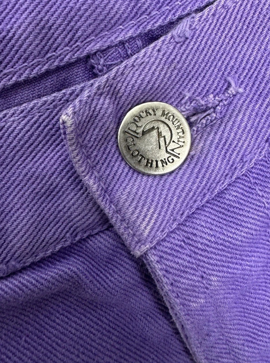 VTG Women&rsquo;s 90s Purple Denim Rocky Mountain Jeans Sz 33 1990s Rockies Bareback