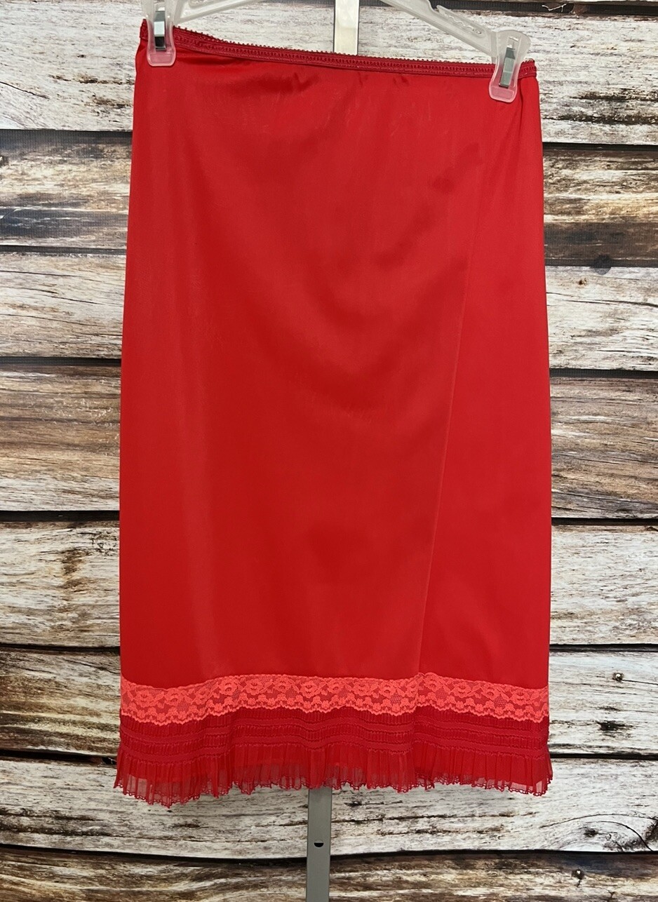 Vintage Philmaid Red Lacy Nylon A-line Half Slip Lingerie Small Hollywood