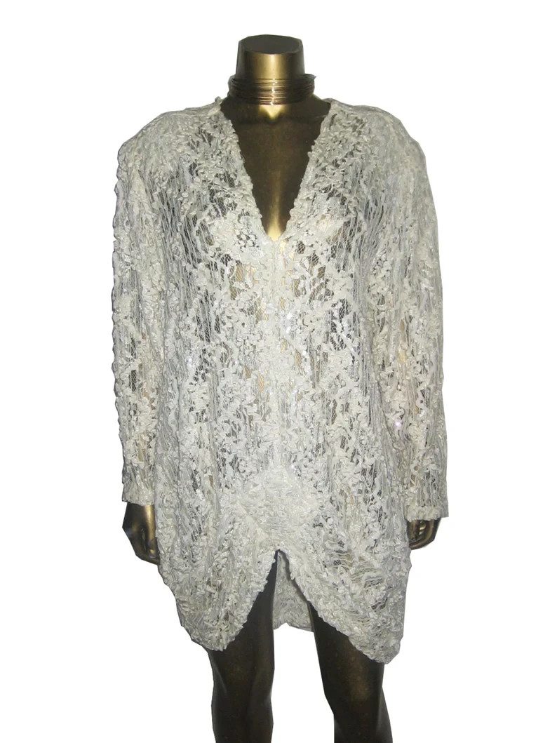 VTG Melody Ann Lace Sequins Ribbon Work Draped Flapper Gatsby Avant Garde Dress