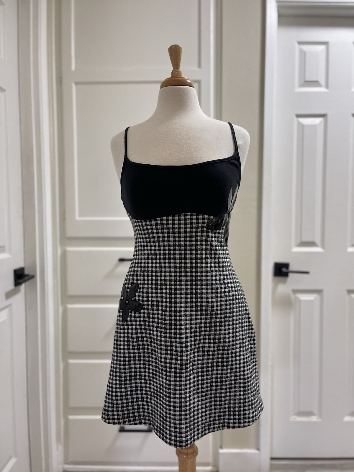 Vintage 90s Forever 21 U.S.A. Gingham Plaid Mini Dress Size Medium Y2K