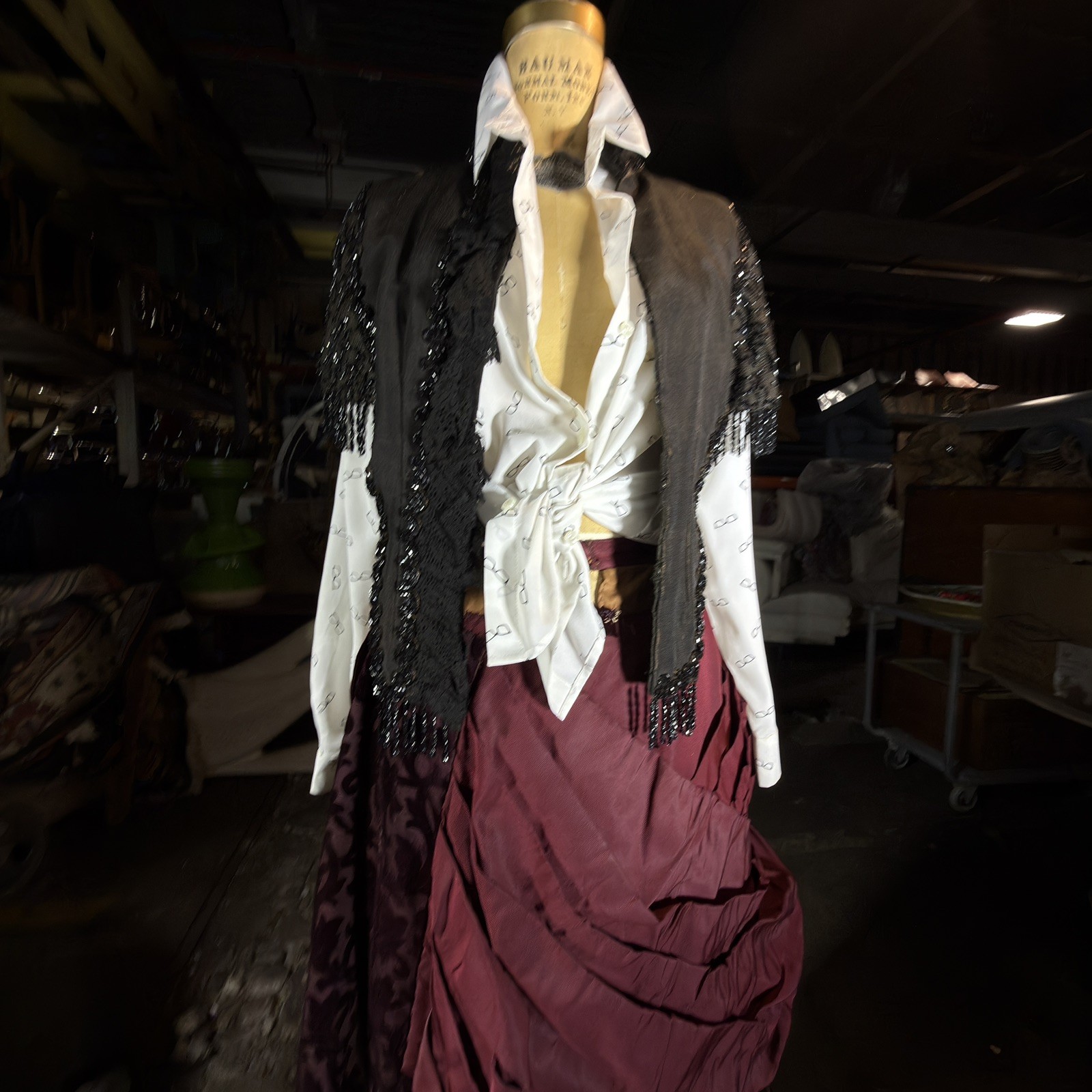 Antique Victorian Mourning Cape | 1880s Jet Beaded & Chantilly Lace Mantle