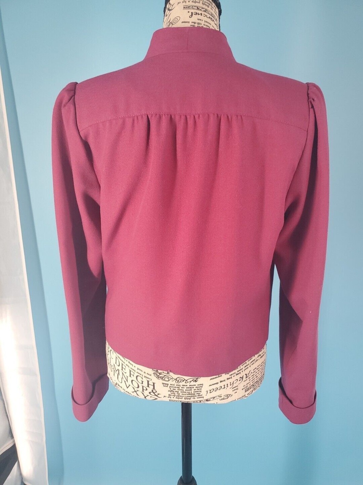 Vintage Wool Blend Blazer Union Lined Cropped Made ILGWU Purple Sz 7/8 USA