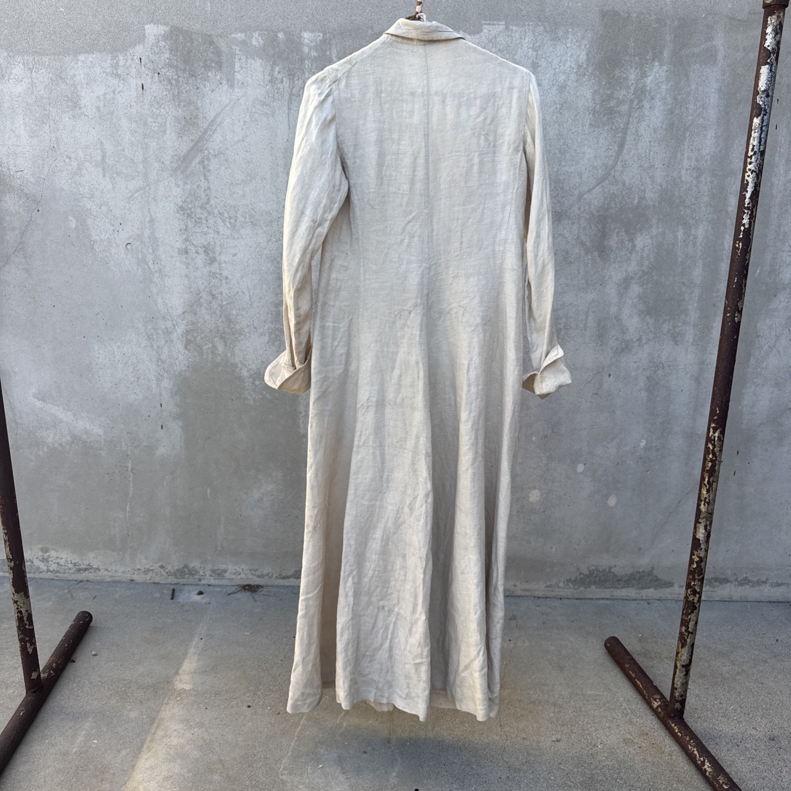 Antique Edwardian Linen Duster Coat Driving Sportswear Full Length Vintage