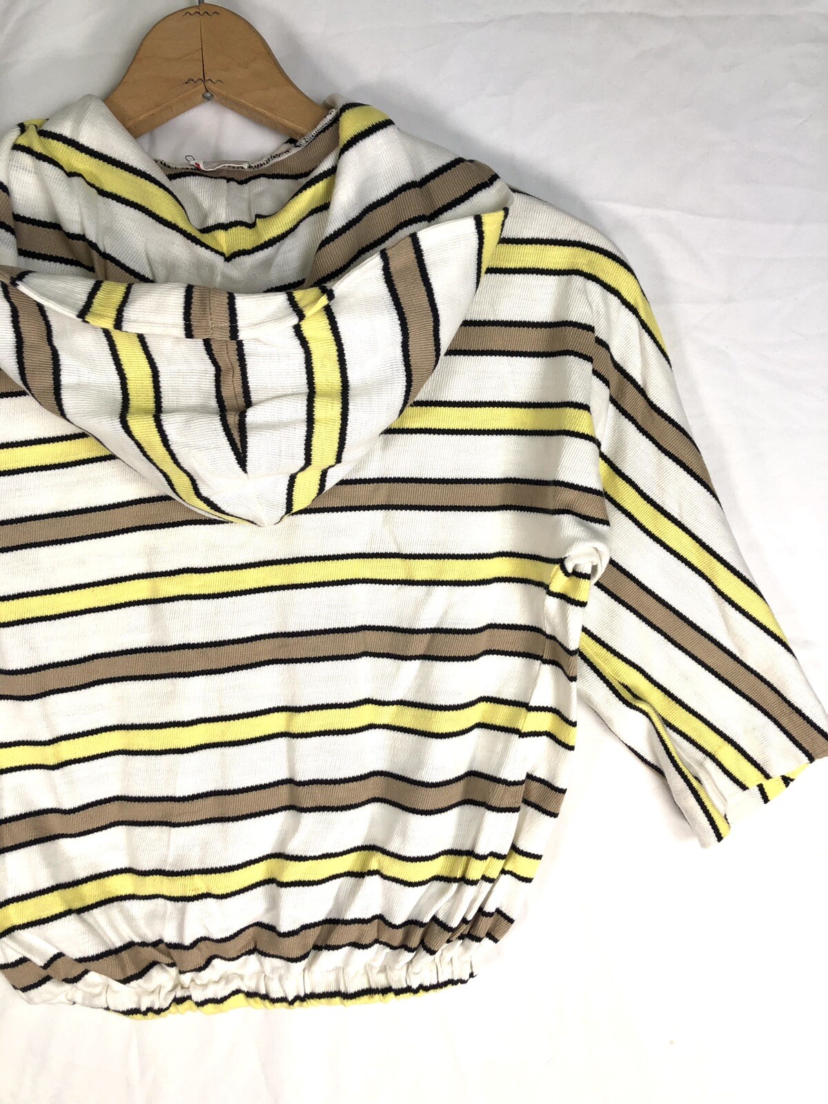 VINTAGE Hoodie Beach Cover Up KNITMASTER 60s Womens Small Terry Cloth Stripe J23