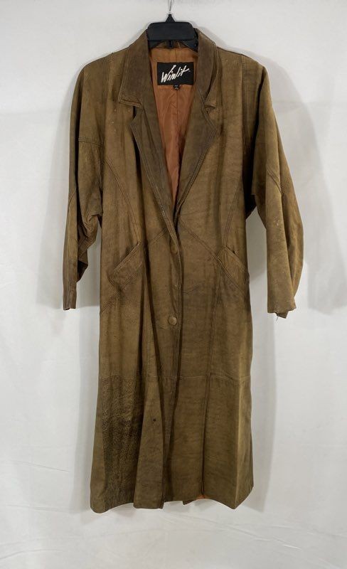 Winlit Women&rsquo;s Vintage 90s Brown Leather Long Trench Coat Sz S