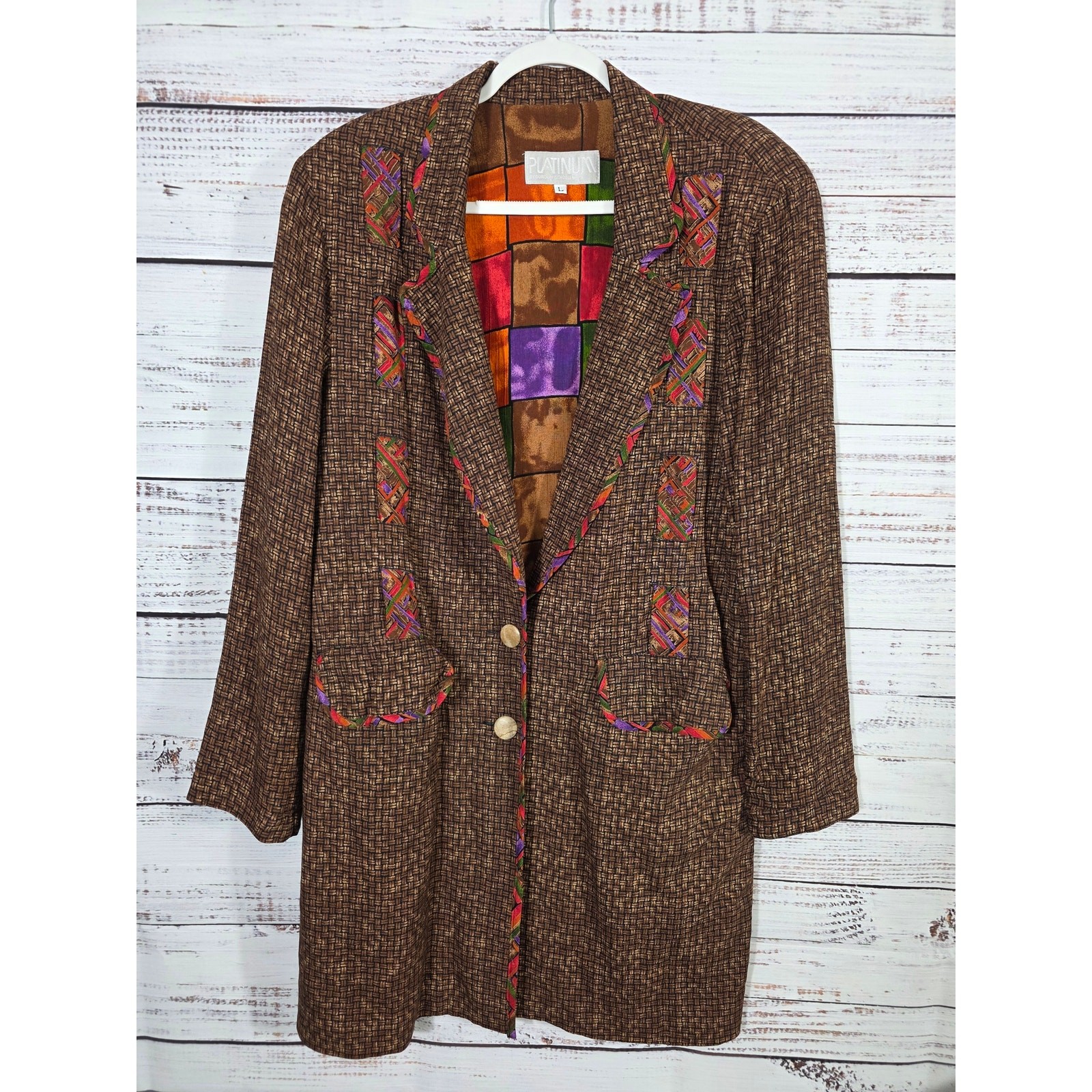 VTG 80s Platinum By Dorothy Schoelen Art to Wear Statement Blazer Womens Large