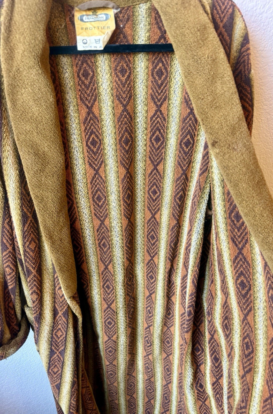 Vintage Framsohn Frottier Austrian Terry Cloth Robe Belted Shawl Collar Unisex