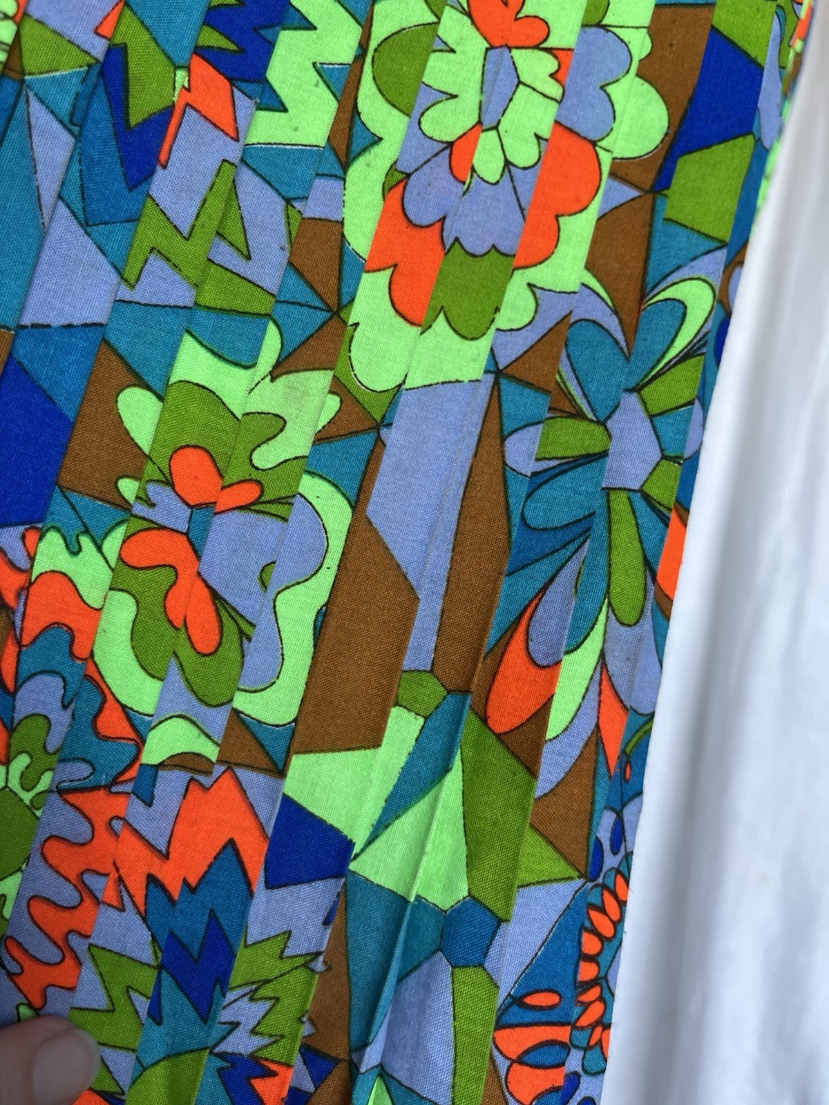 Vintage 60s Mod Go-Go Tank Top Blouse Pleats Retro Floral Summer Beach Resort S