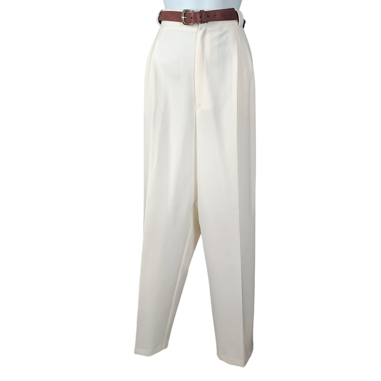 Fundamental Things Vintage Cream High Rise Pleated Tapered Dress Pants 16 nos