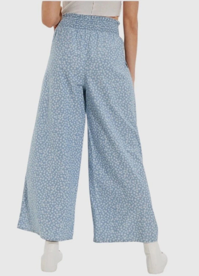 American Eagle Floral Boho Cottage Smocked Waist Wide Leg High Waist Pants Small