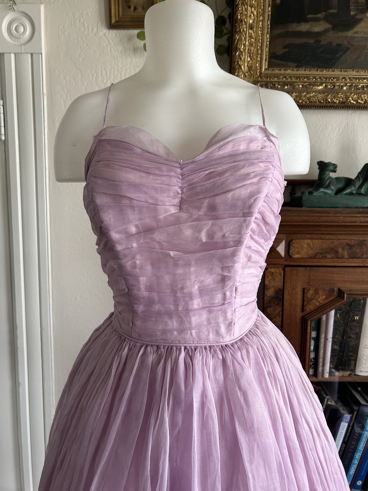 Vintage 1950s Lilac Emma Domb Lavender CHIFFON Organza Party Prom Cupcake DRESS