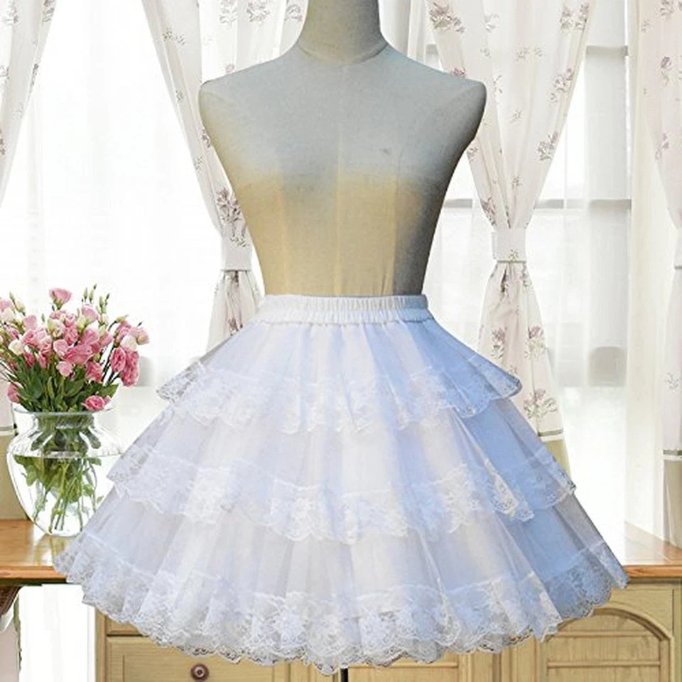 3-Layered Gothic Layered Ruffled Luxury Vintage Rockabilly Petticoat Crinolin…
