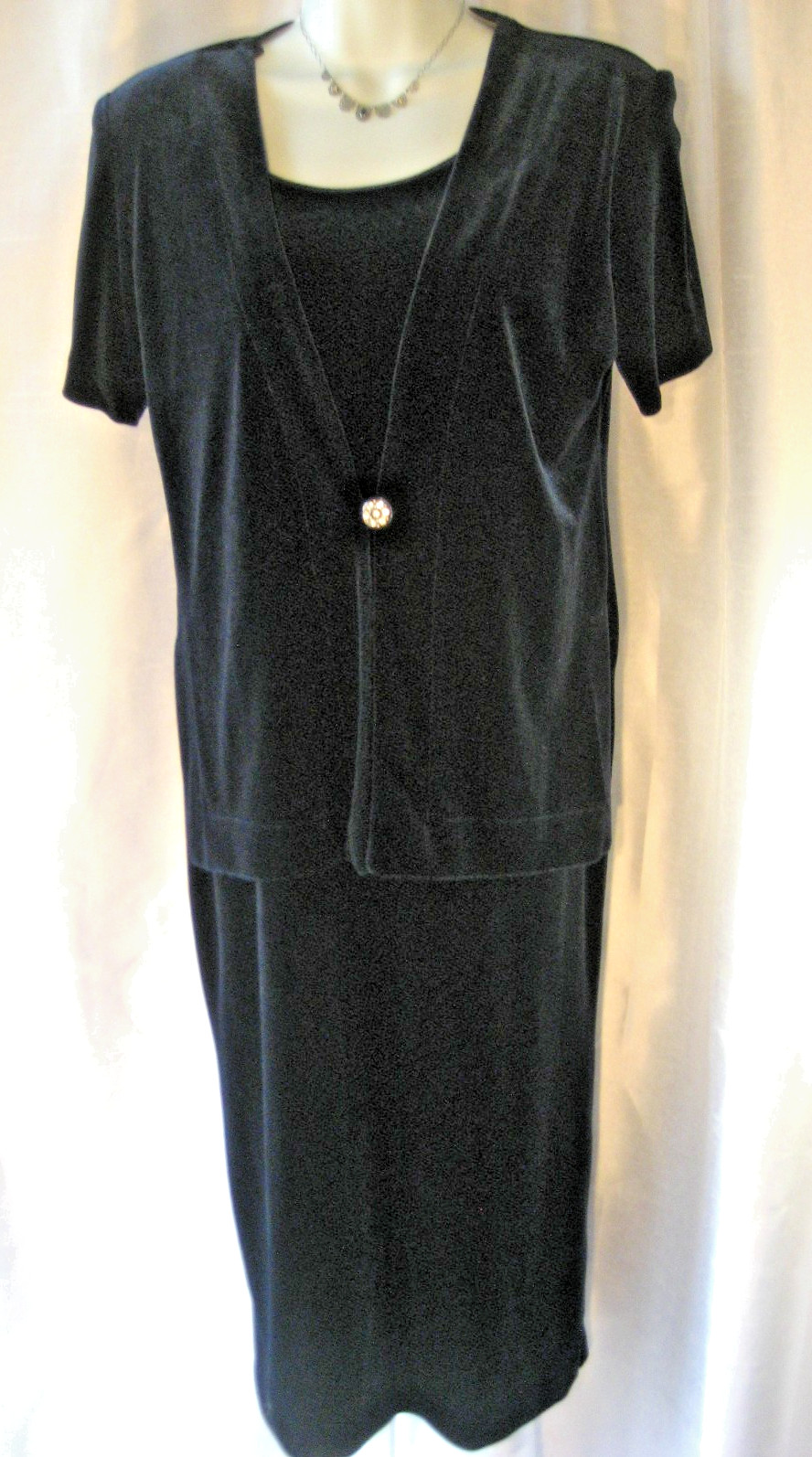 Vintage Another Thyme Dress Y2K 8P Royal Blue Velour Faux 2 Piece EC