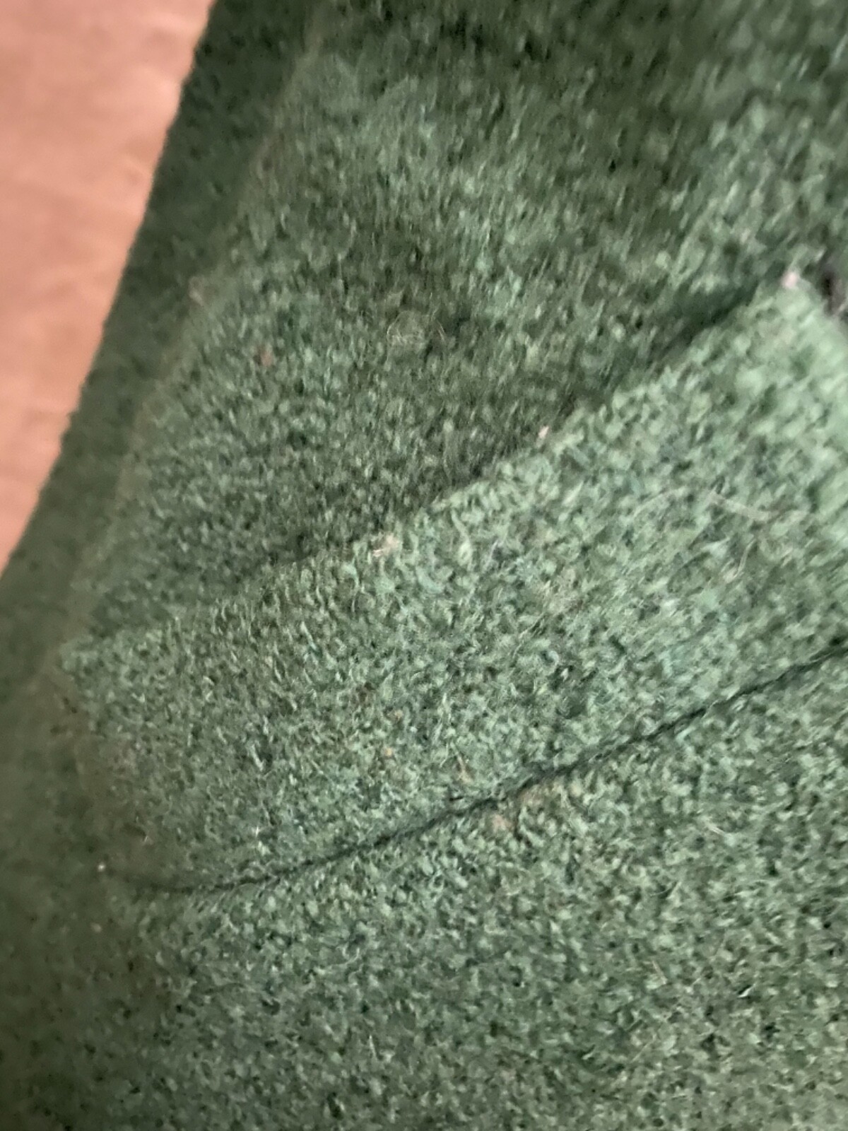 Vintage FOREST GREEN BOILED WOOL Coat MINK FUR COLLAR Copper Satin Lining M