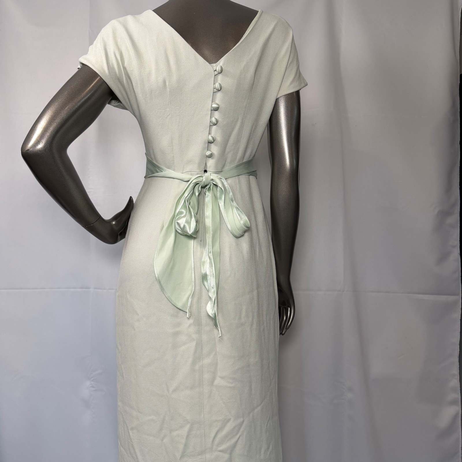 Caren Design Co Mint Green Rayon Formal Maxi Dress Size 4 Empire Waist Satin
