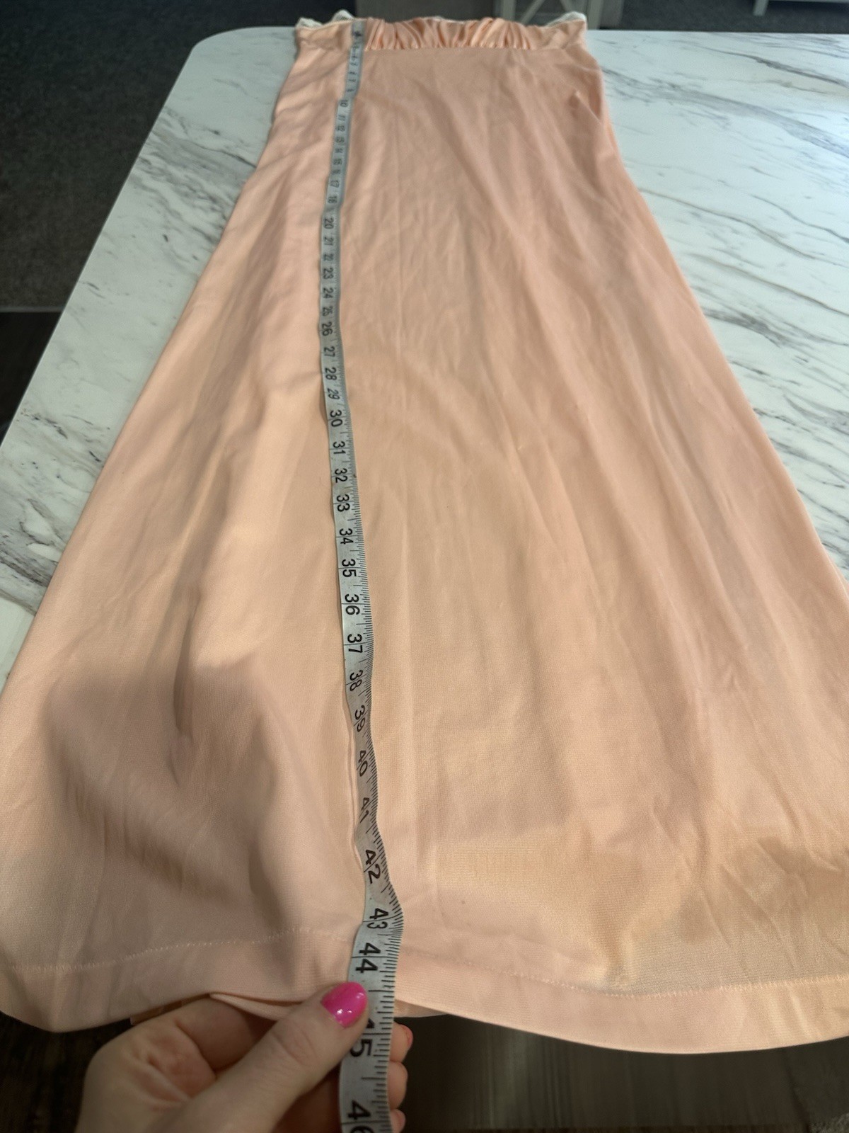 Vintage Long Peach Pink Nightgown Ruffle Sleep Dress & Button Robe Set Small