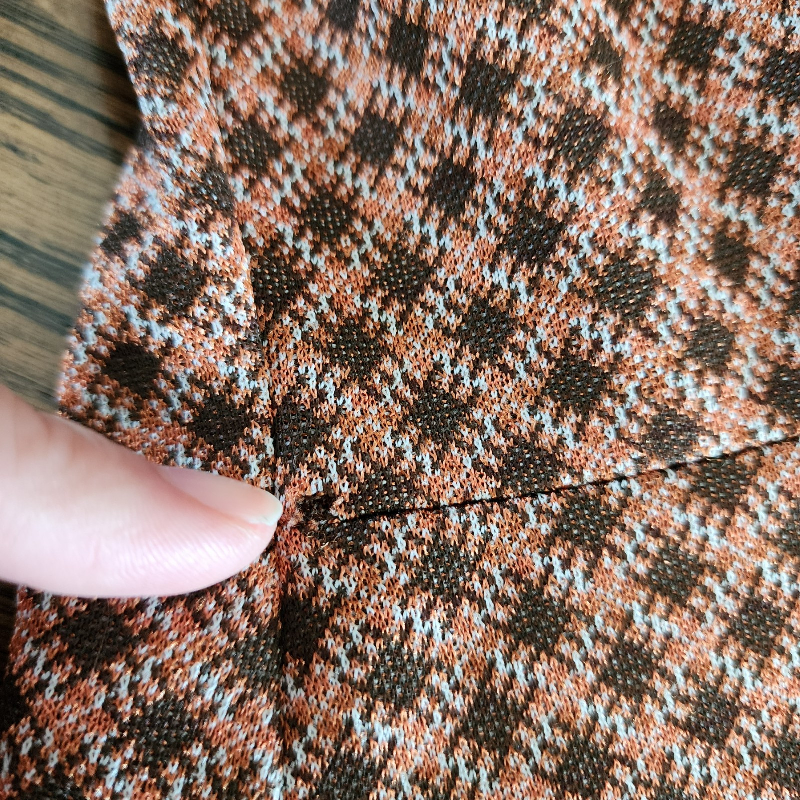 Vtg 70s shirt day dress brown copper M