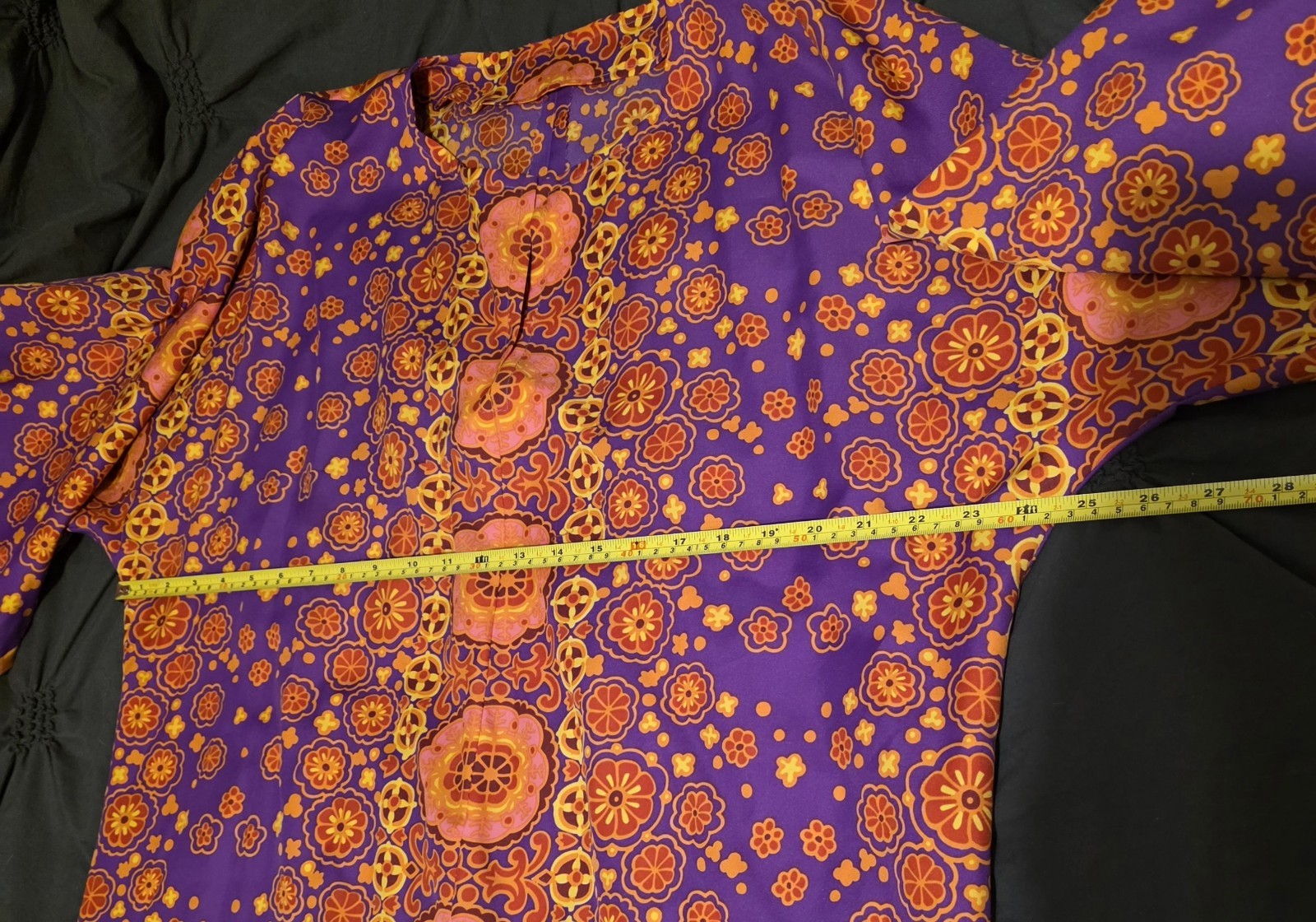 Vintage 1960s–70s Mod/psychedelic Maxi Dress No Tags Cotton/Poly Blend Colorful
