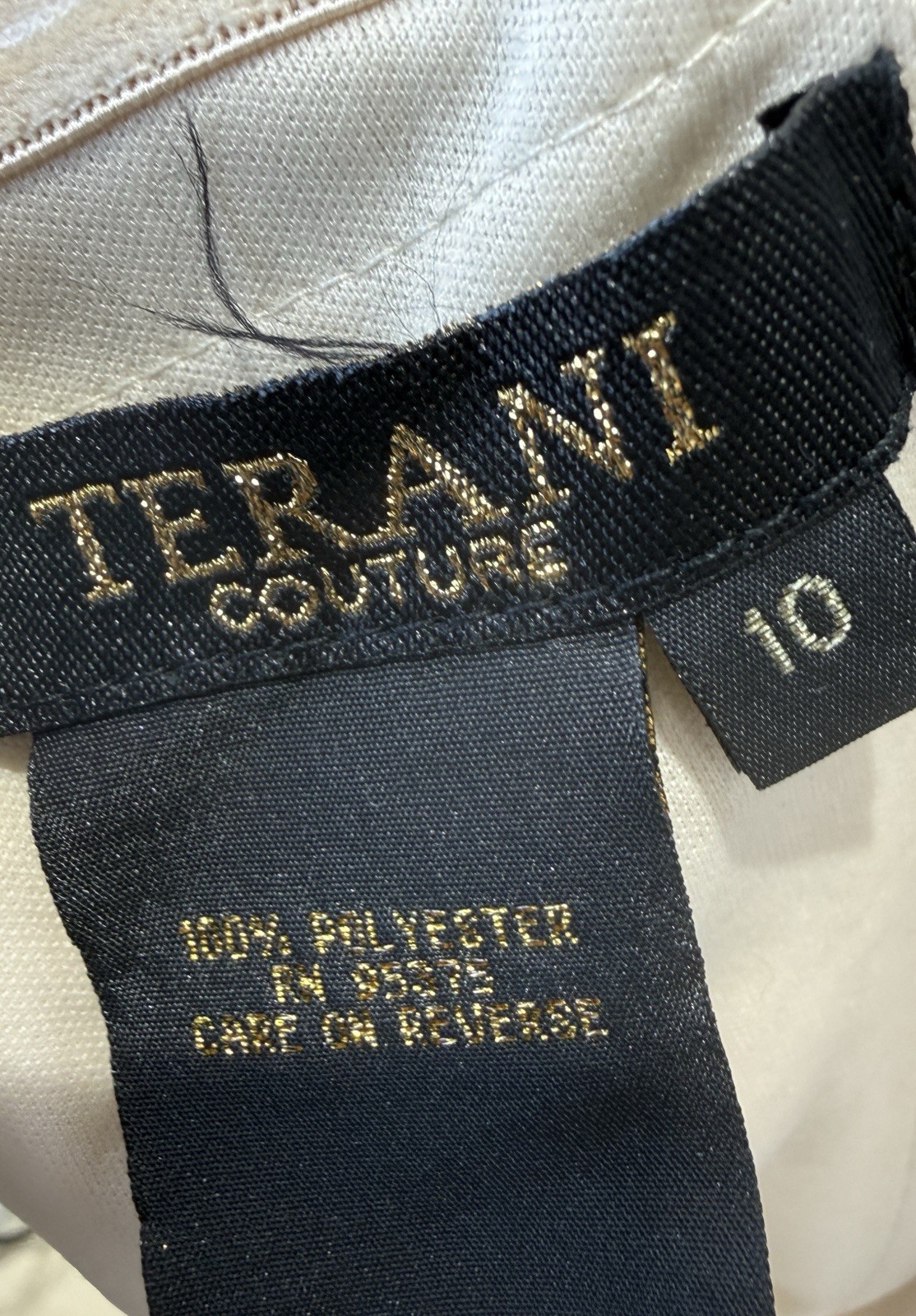 Terani Couture Ivory Off-Shoulder Cap Sleeve Textured Mermaid Train Zipper