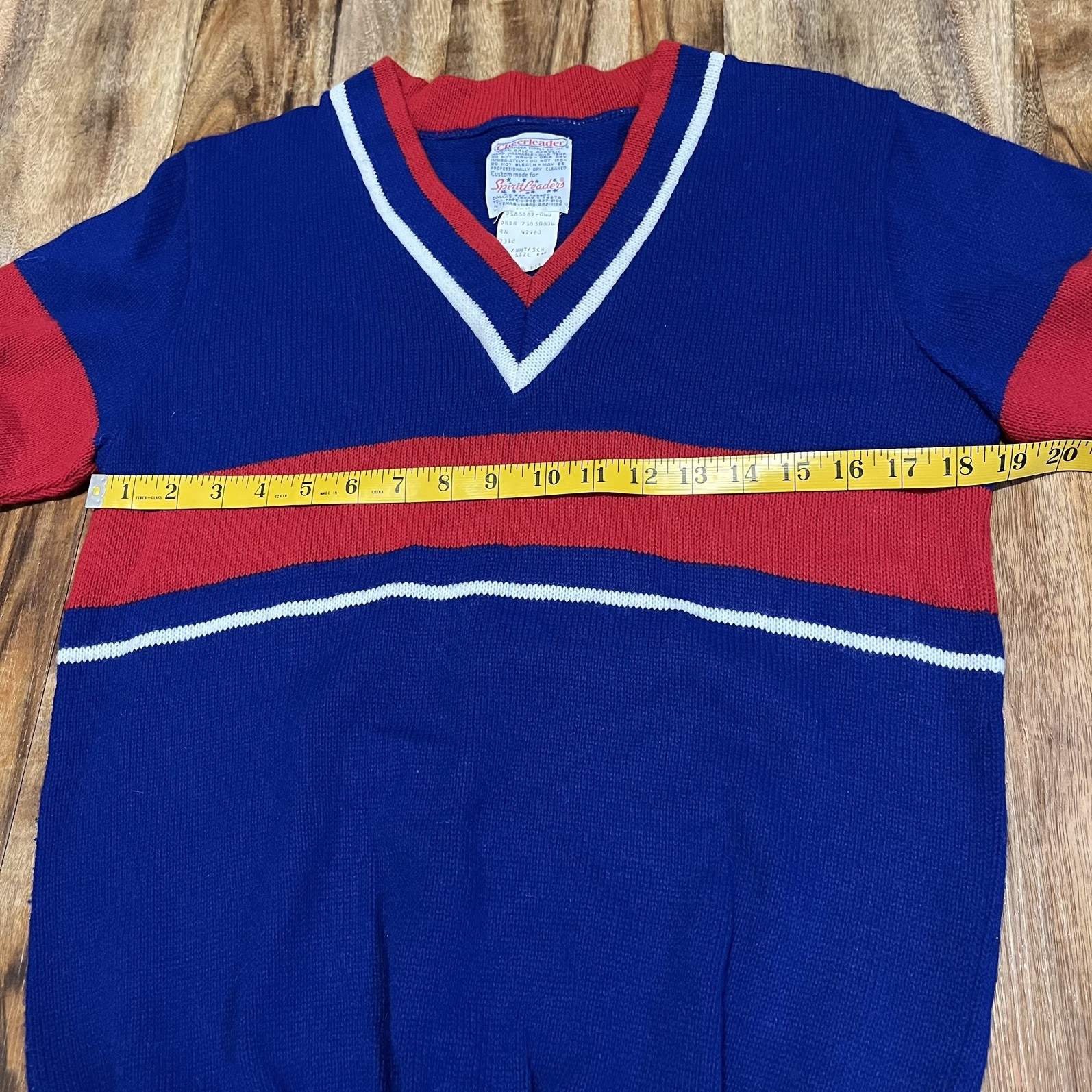 🔥VTG Red White Blue Cheerleader Pullover Sweater 70’s Spirit Leader Size 40 🔥