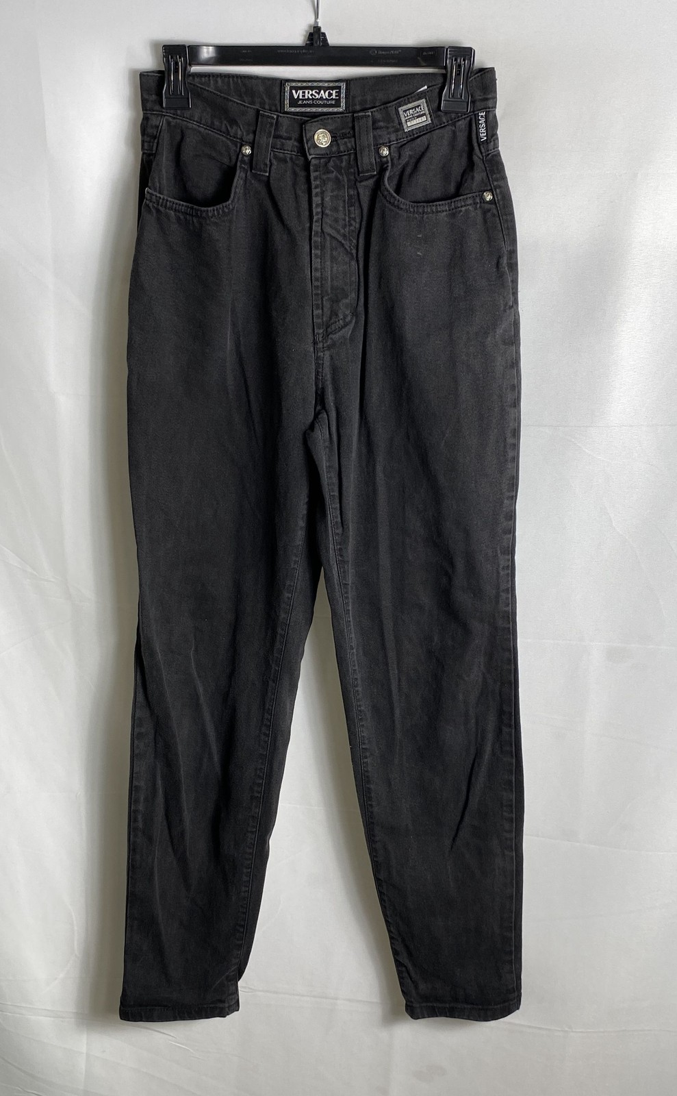 Vintage Y2K Versace Jeans Couture Women&rsquo;s Washed Black High Rise Jeans Sz 26