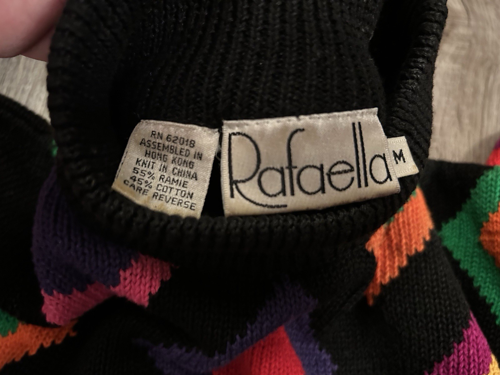 1980s Rafaella Argyle Harlequin Style Knit Pullover Sweater