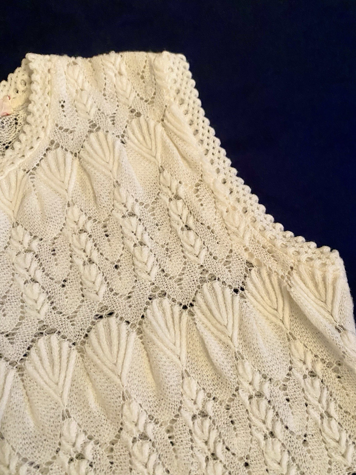 Vintage 60s Sleeveless Boho Coastal White Cotton Knit Crochet Textured Top S/M