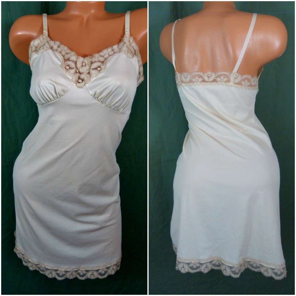 Vanity Fair Lorraine Full Bra Slip 34 TT 36 L 38 40 Satin Lace Slip